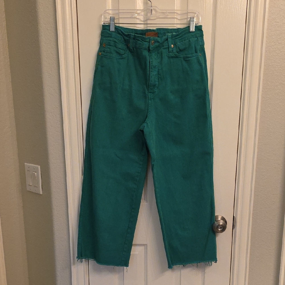 Judy Blue Kelly Green Crop Jeans Sz 15